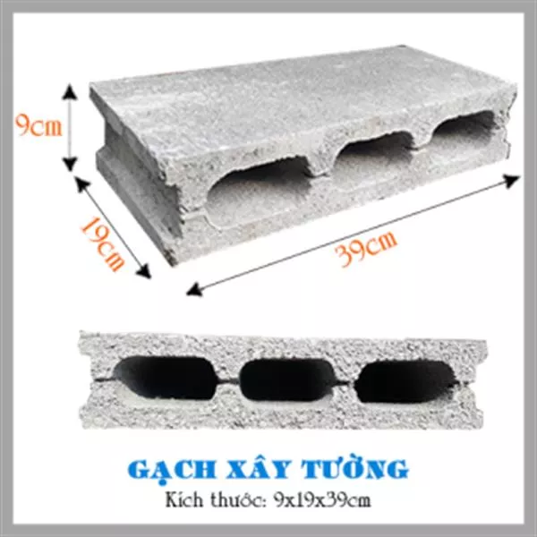 Gạch block không nung 9x19x39