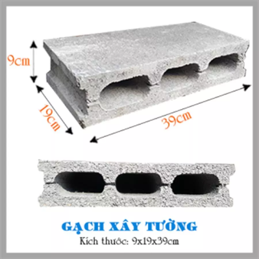 Gạch block không nung 9x19x39